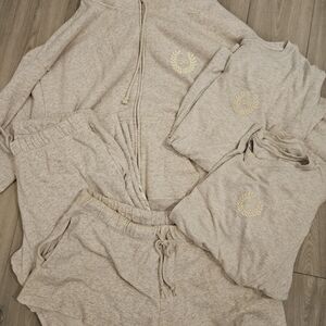 Beige Loungewear Set with Embroidered Logo